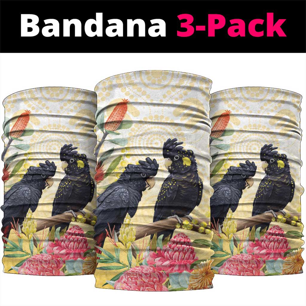 Black Cockatoo Banksia Australia Neck Gaiter Aboriginal Art - Aussie Hoodie