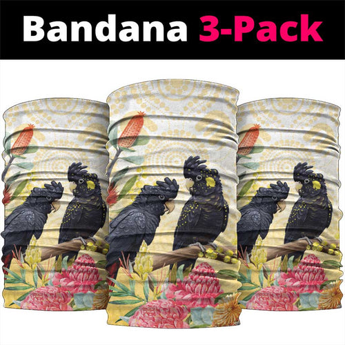 Black Cockatoo Banksia Australia Neck Gaiter Aboriginal Art - Aussie Hoodie