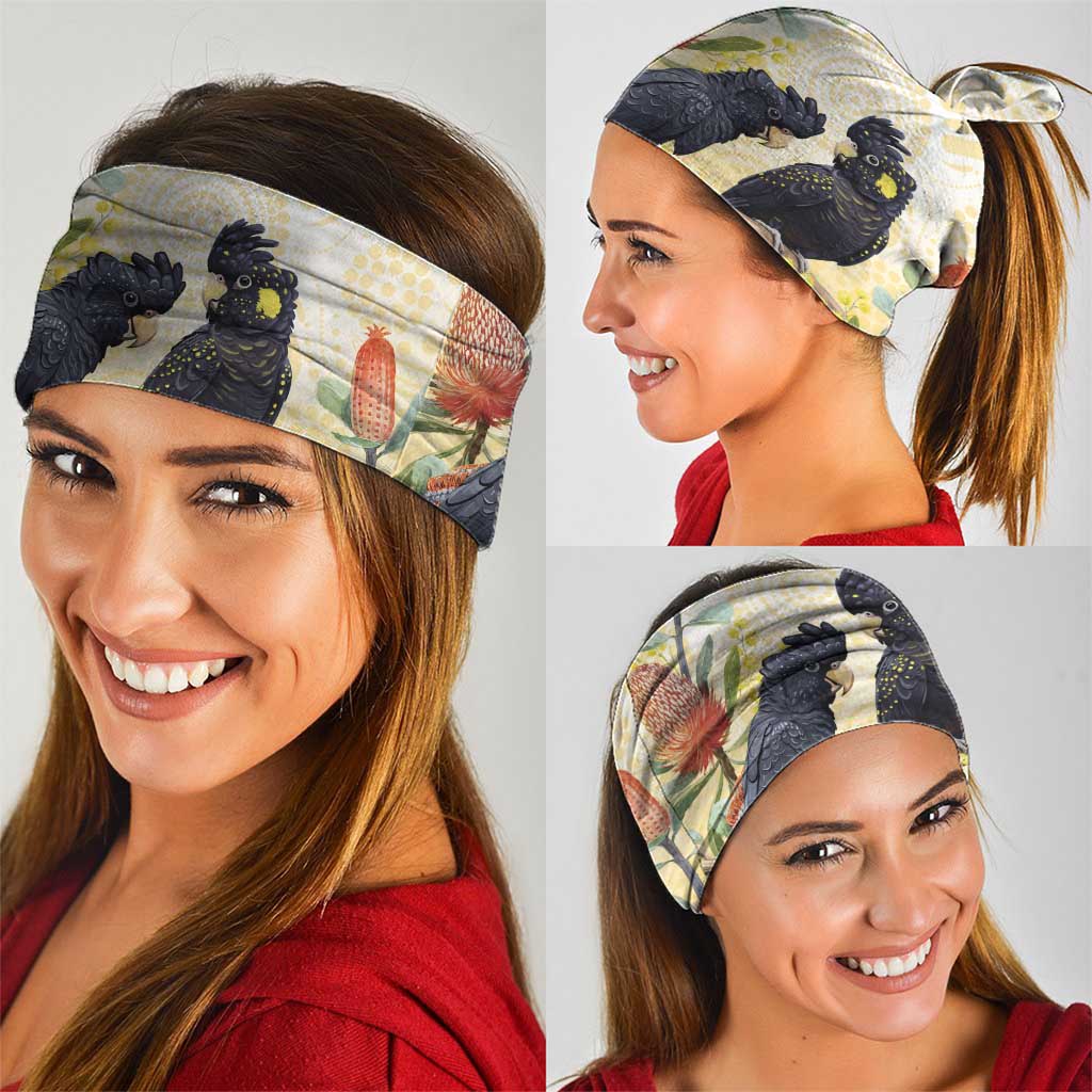 Black Cockatoo Banksia Australia Neck Gaiter Aboriginal Art - Aussie Hoodie