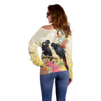 Black Cockatoo Banksia Australia Off Shoulder Sweater Aboriginal Art