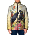 Black Cockatoo Banksia Australia Padded Jacket Aboriginal Art - Aussie Hoodie