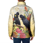 Black Cockatoo Banksia Australia Padded Jacket Aboriginal Art - Aussie Hoodie