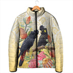 Black Cockatoo Banksia Australia Padded Jacket Aboriginal Art - Aussie Hoodie