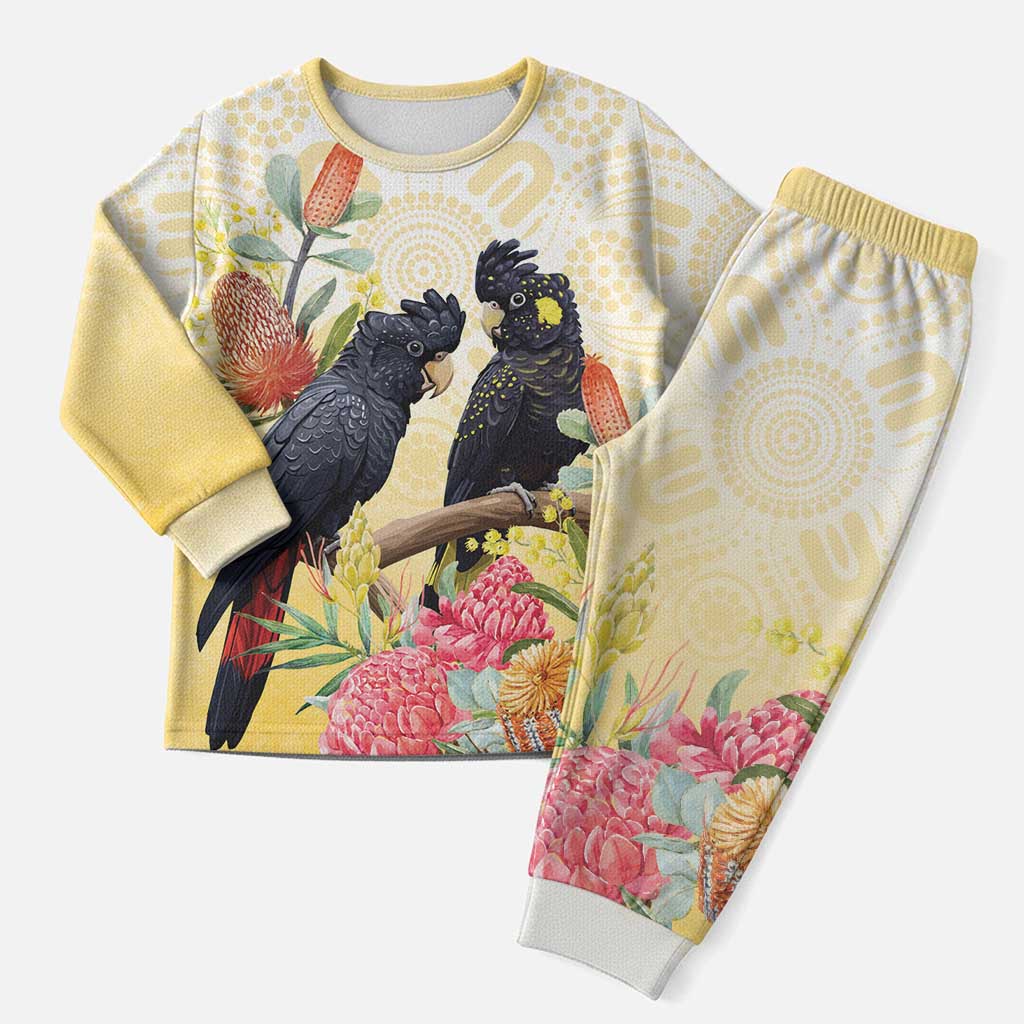 Black Cockatoo Banksia Australia Christmas Pajama Set Aboriginal Art - Aussie Hoodie