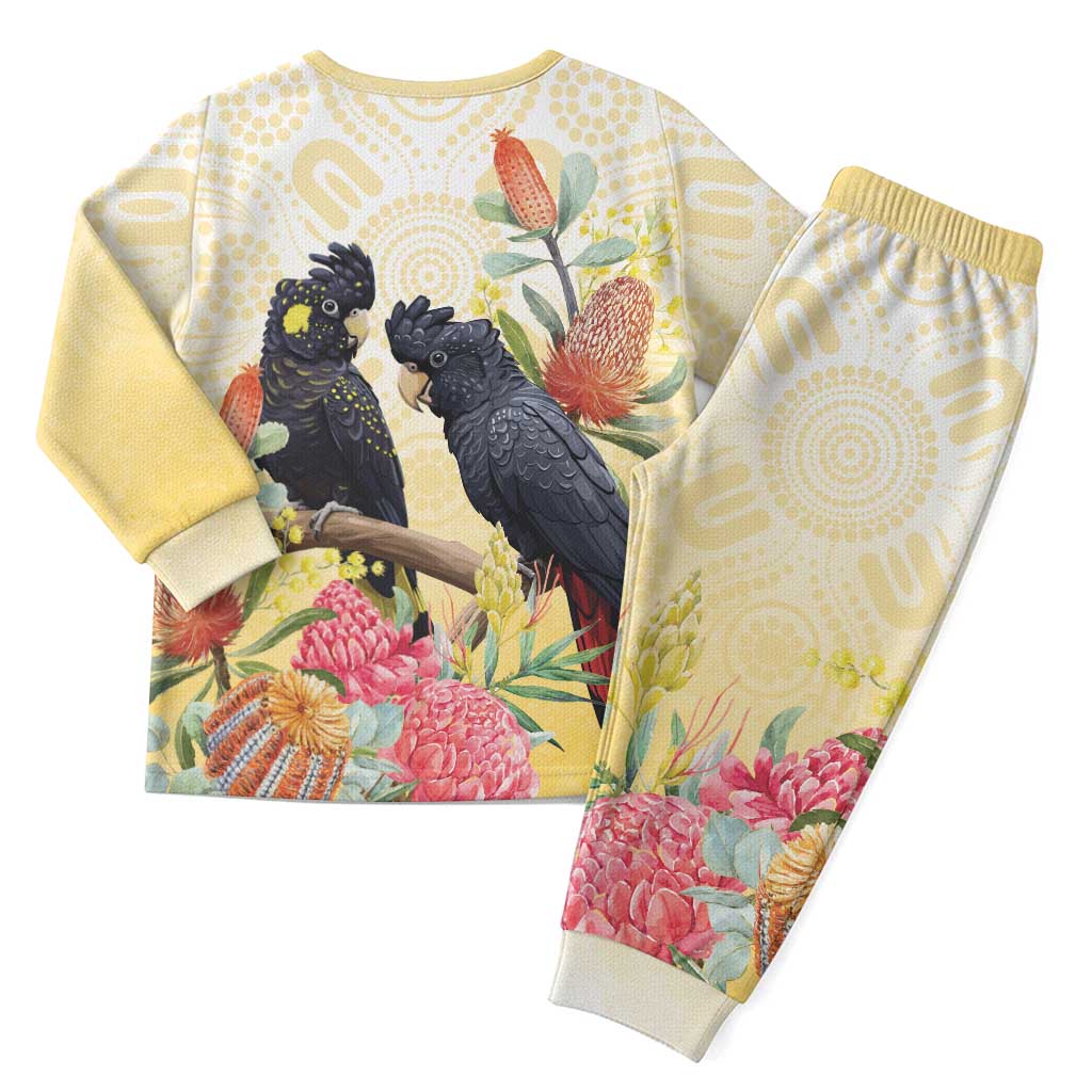 Black Cockatoo Banksia Australia Christmas Pajama Set Aboriginal Art - Aussie Hoodie
