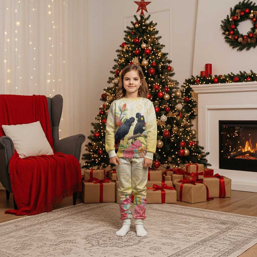 Black Cockatoo Banksia Australia Christmas Pajama Set Aboriginal Art - Aussie Hoodie