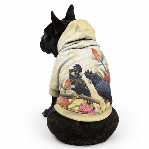 Black Cockatoo Banksia Australia Pet Hoodie Aboriginal Art