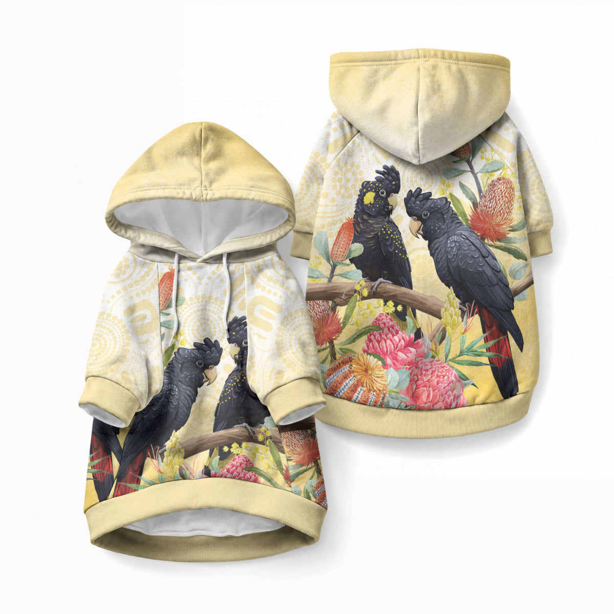 Black Cockatoo Banksia Australia Pet Hoodie Aboriginal Art