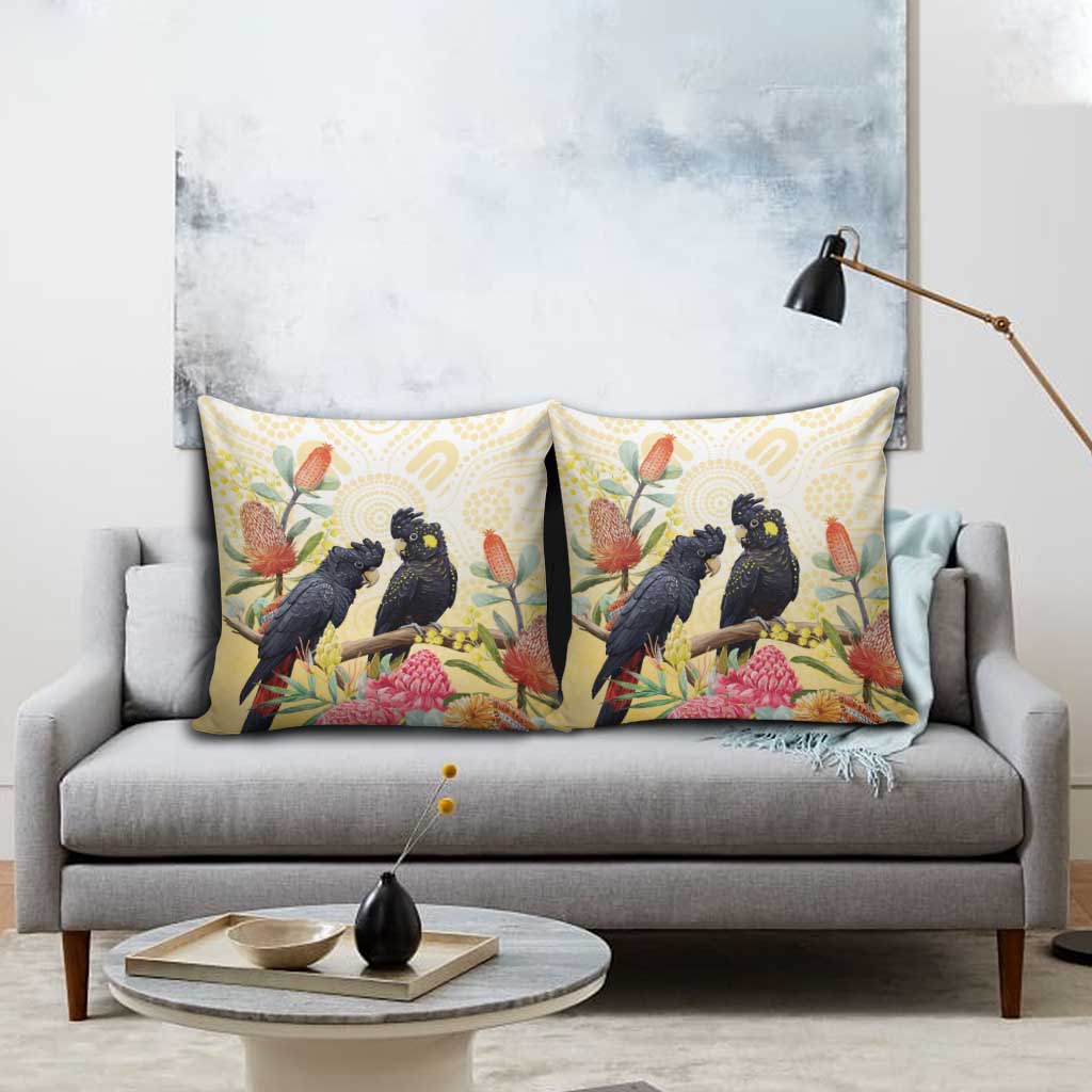 Black Cockatoo Banksia Australia Pillow Cover Aboriginal Art - Aussie Hoodie