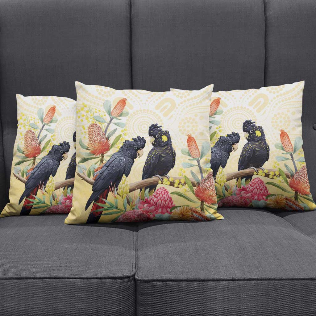 Black Cockatoo Banksia Australia Pillow Cover Aboriginal Art - Aussie Hoodie