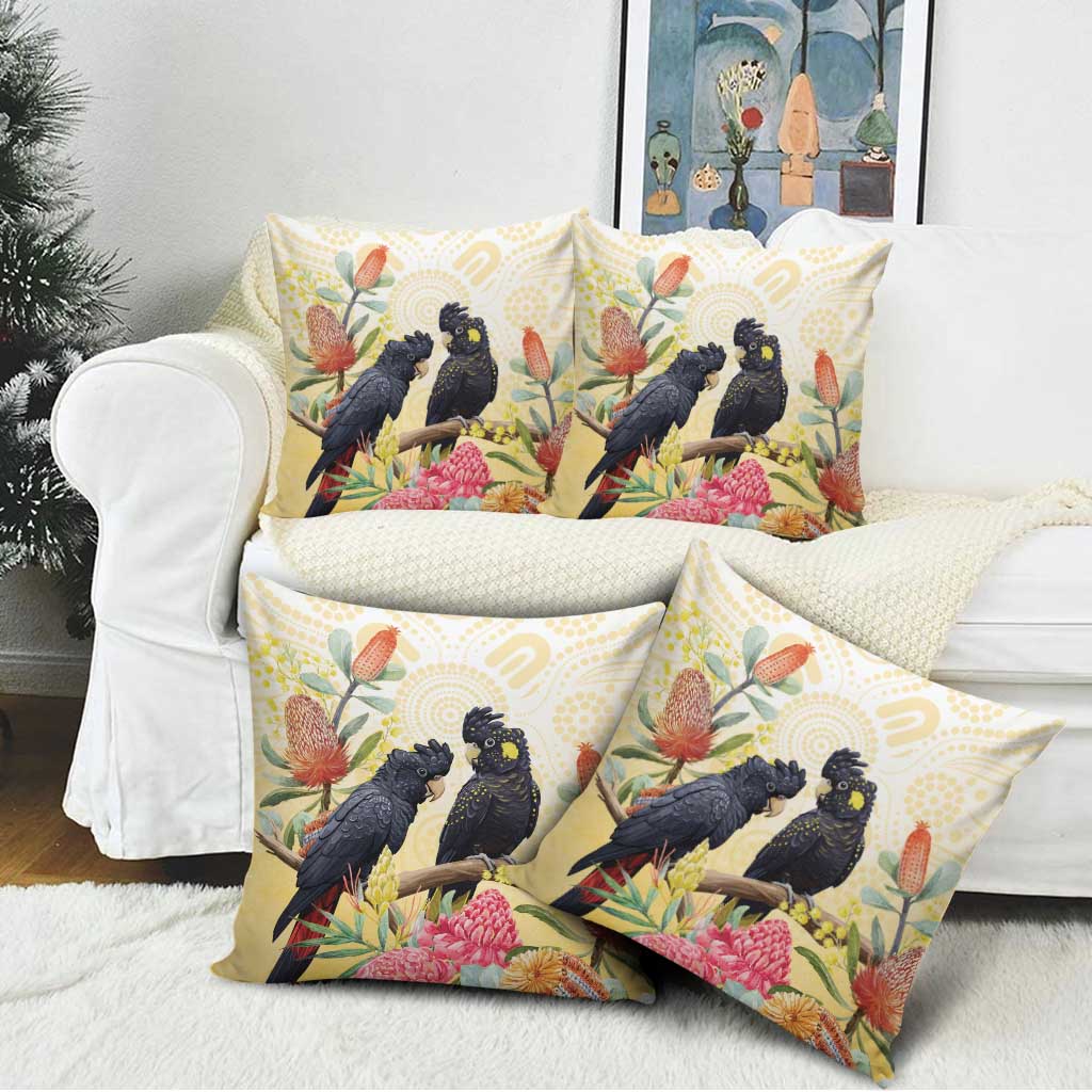 Black Cockatoo Banksia Australia Pillow Cover Aboriginal Art - Aussie Hoodie