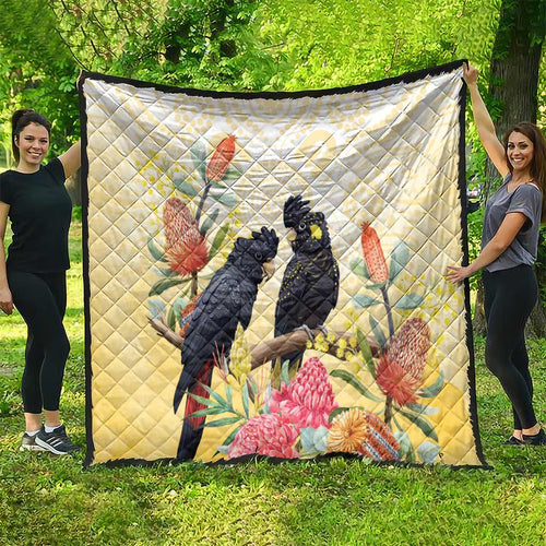 Black Cockatoo Banksia Australia Quilt Aboriginal Art