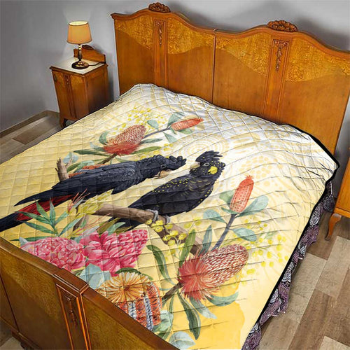 Black Cockatoo Banksia Australia Quilt Aboriginal Art
