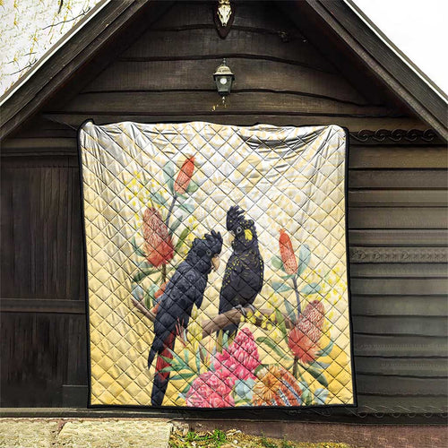 Black Cockatoo Banksia Australia Quilt Aboriginal Art