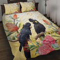Black Cockatoo Banksia Australia Quilt Bed Set Aboriginal Art