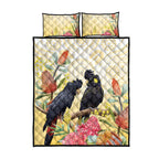 Black Cockatoo Banksia Australia Quilt Bed Set Aboriginal Art