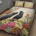 Black Cockatoo Banksia Australia Quilt Bed Set Aboriginal Art