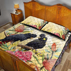 Black Cockatoo Banksia Australia Quilt Bed Set Aboriginal Art