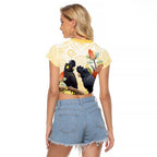 Black Cockatoo Banksia Australia Raglan Cropped T Shirt Aboriginal Art