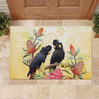 Black Cockatoo Banksia Australia Rubber Doormat Aboriginal Art