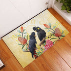 Black Cockatoo Banksia Australia Rubber Doormat Aboriginal Art