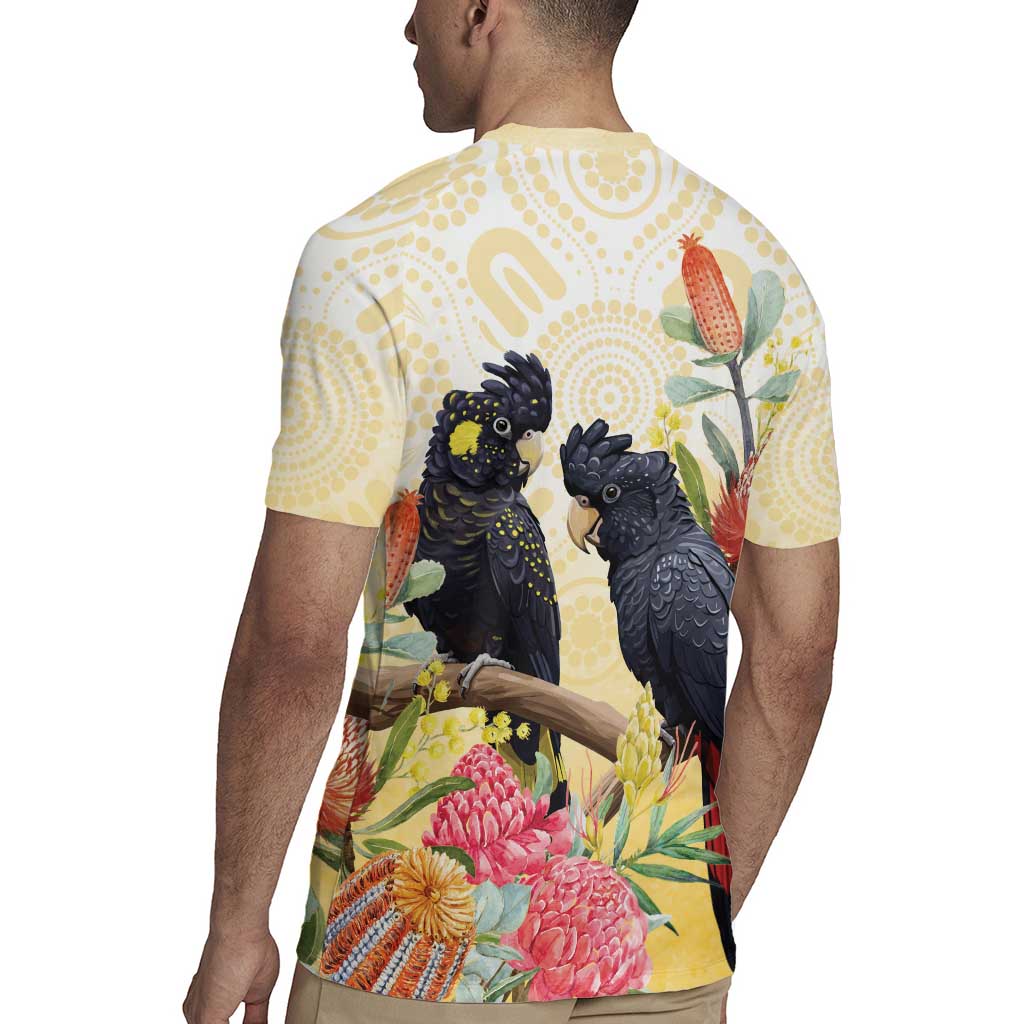 Black Cockatoo Banksia Australia Rugby Jersey Aboriginal Art