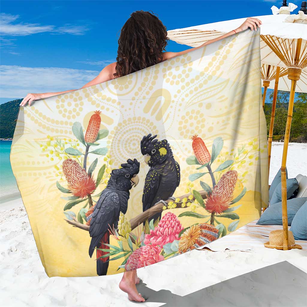 Black Cockatoo Banksia Australia Sarong Aboriginal Art