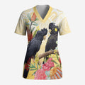 Black Cockatoo Banksia Australia Scrub Top Aboriginal Art - Aussie Hoodie