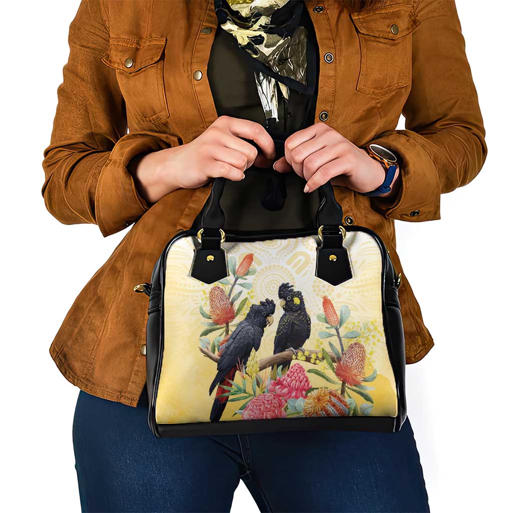 Black Cockatoo Banksia Australia Shoulder Handbag Aboriginal Art