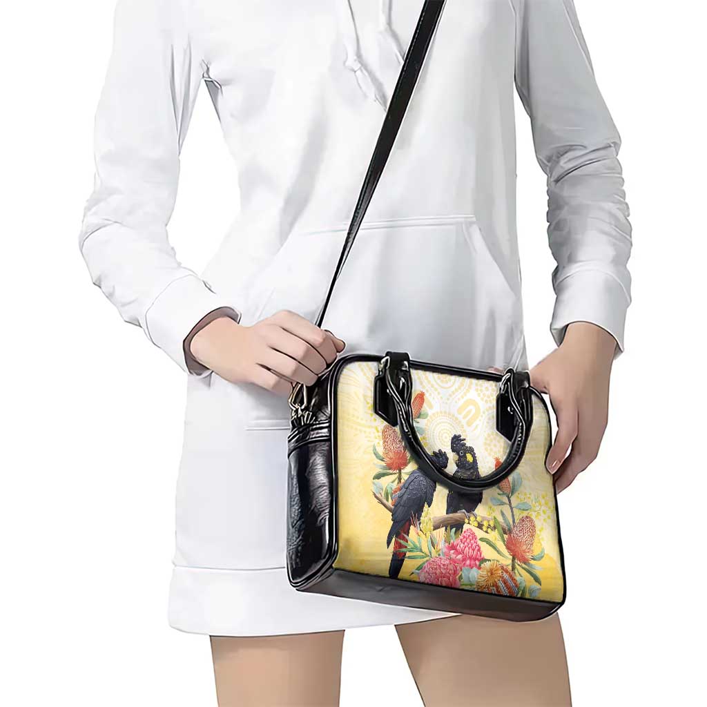 Black Cockatoo Banksia Australia Shoulder Handbag Aboriginal Art