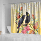Black Cockatoo Banksia Australia Shower Curtain Aboriginal Art