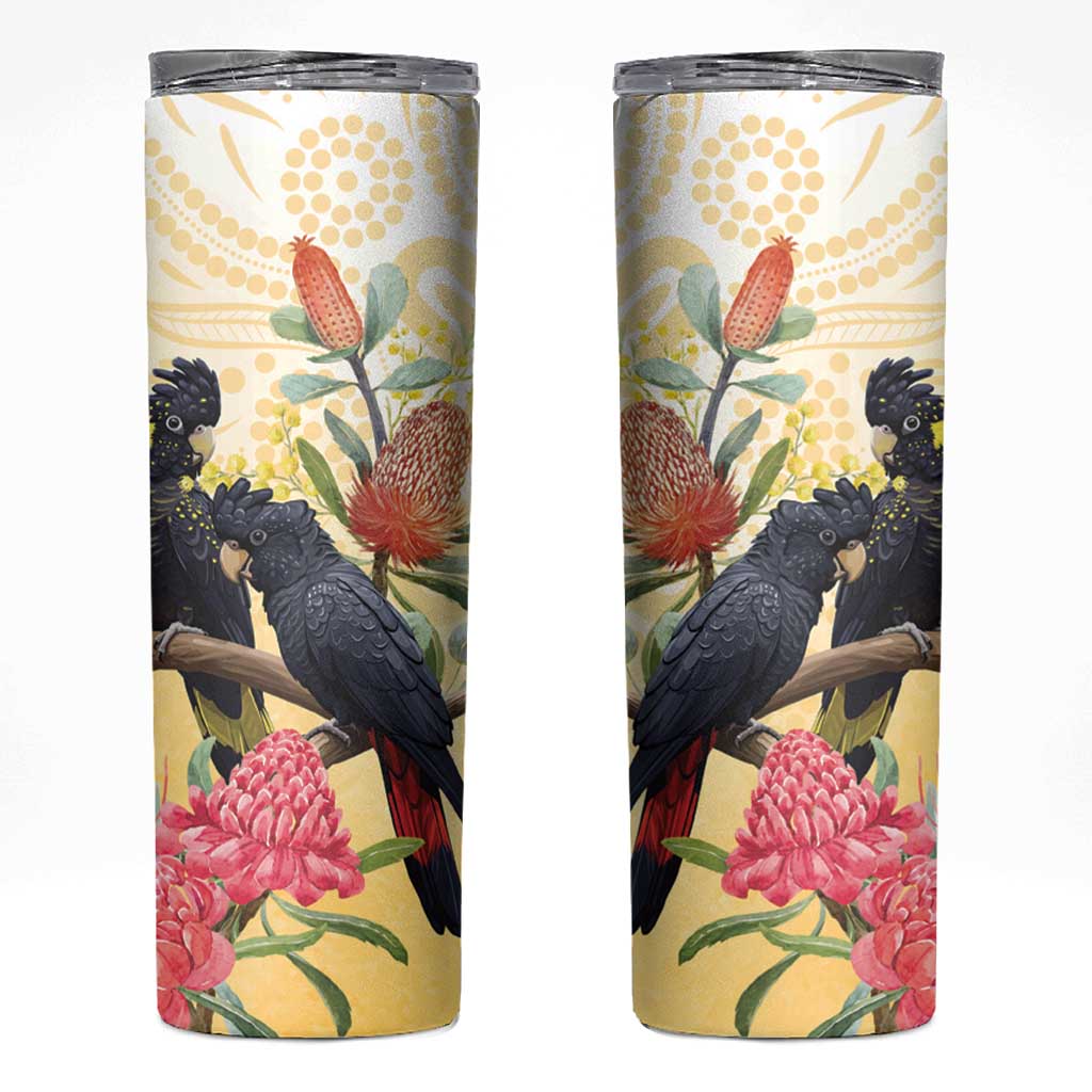 Black Cockatoo Banksia Australia Skinny Tumbler Aboriginal Art