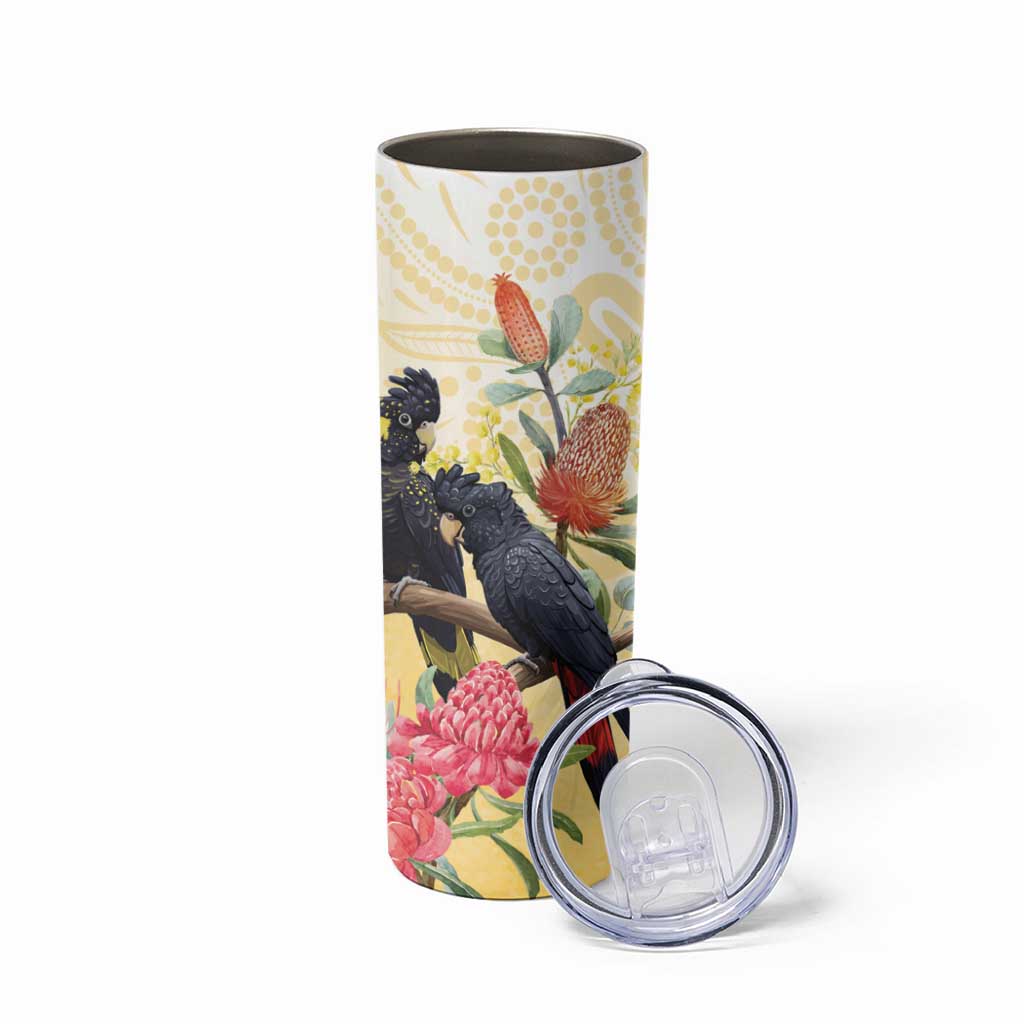 Black Cockatoo Banksia Australia Skinny Tumbler Aboriginal Art
