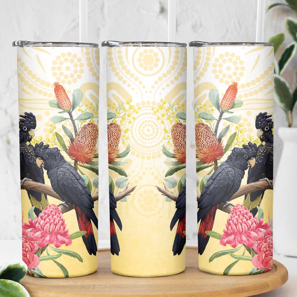 Black Cockatoo Banksia Australia Skinny Tumbler Aboriginal Art