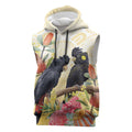 Black Cockatoo Banksia Australia Sleeveless Hoodie Aboriginal Art - Aussie Hoodie