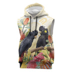 Black Cockatoo Banksia Australia Sleeveless Hoodie Aboriginal Art - Aussie Hoodie