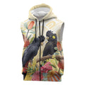 Black Cockatoo Banksia Australia Sleeveless Zip Hoodie Aboriginal Art LT14