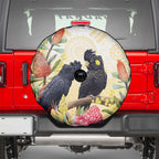 Black Cockatoo Banksia Australia Spare Tire Cover Aboriginal Art