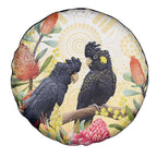 Black Cockatoo Banksia Australia Spare Tire Cover Aboriginal Art