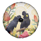 Black Cockatoo Banksia Australia Spare Tire Cover Aboriginal Art