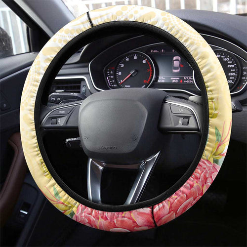 Black Cockatoo Banksia Australia Steering Wheel Cover Aboriginal Art