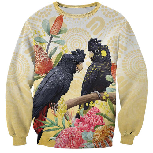 Black Cockatoo Banksia Australia Sweatshirt Aboriginal Art