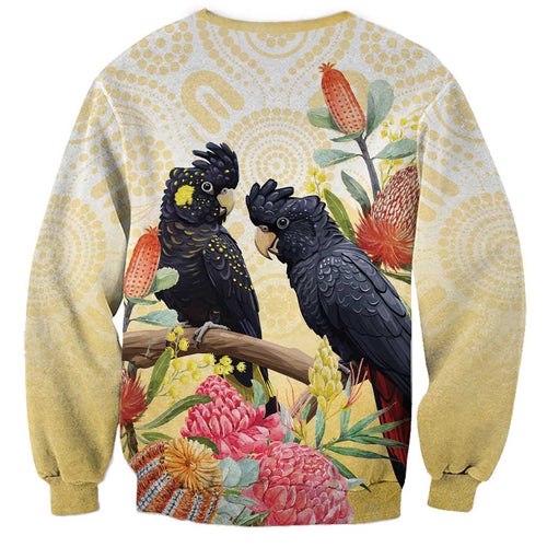 Black Cockatoo Banksia Australia Sweatshirt Aboriginal Art