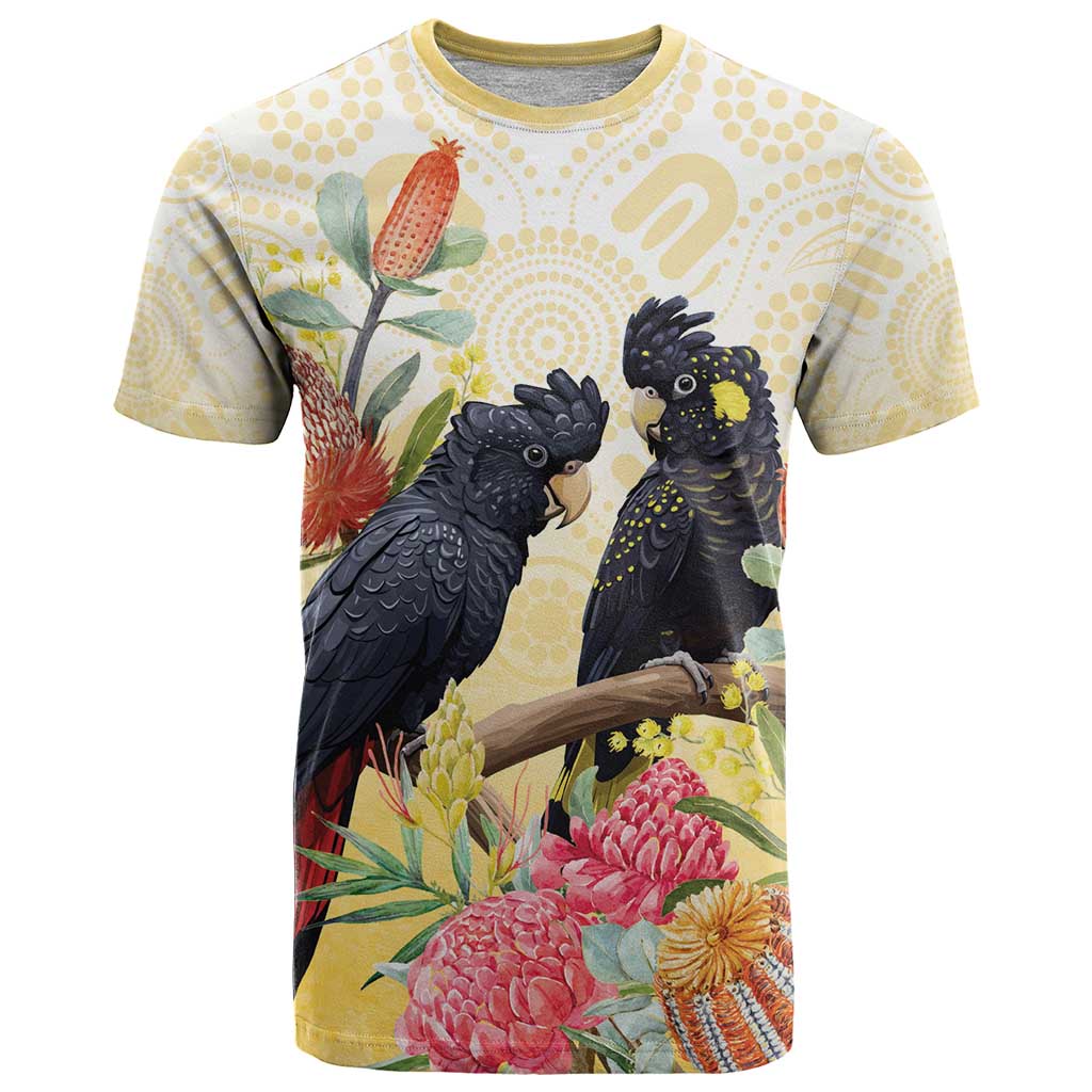 Black Cockatoo Banksia Australia T Shirt Aboriginal Art