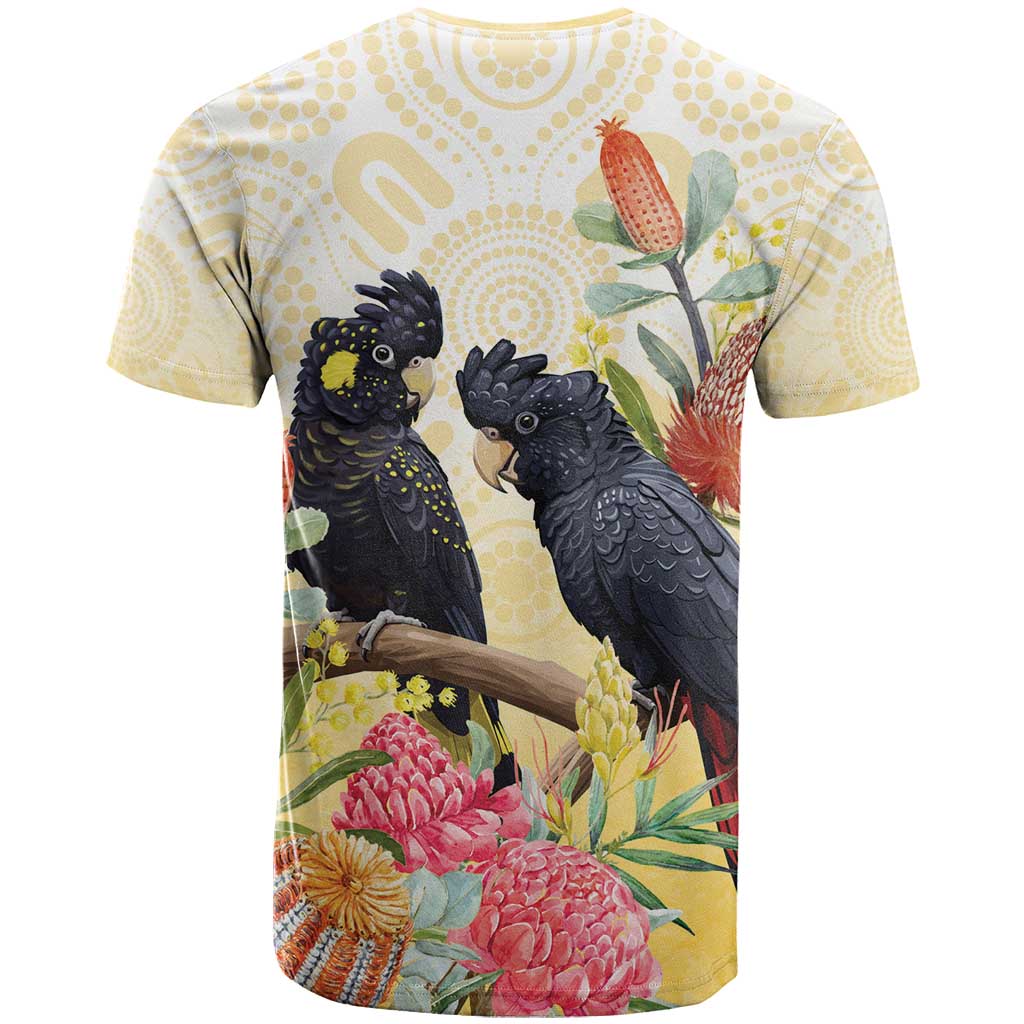 Black Cockatoo Banksia Australia T Shirt Aboriginal Art