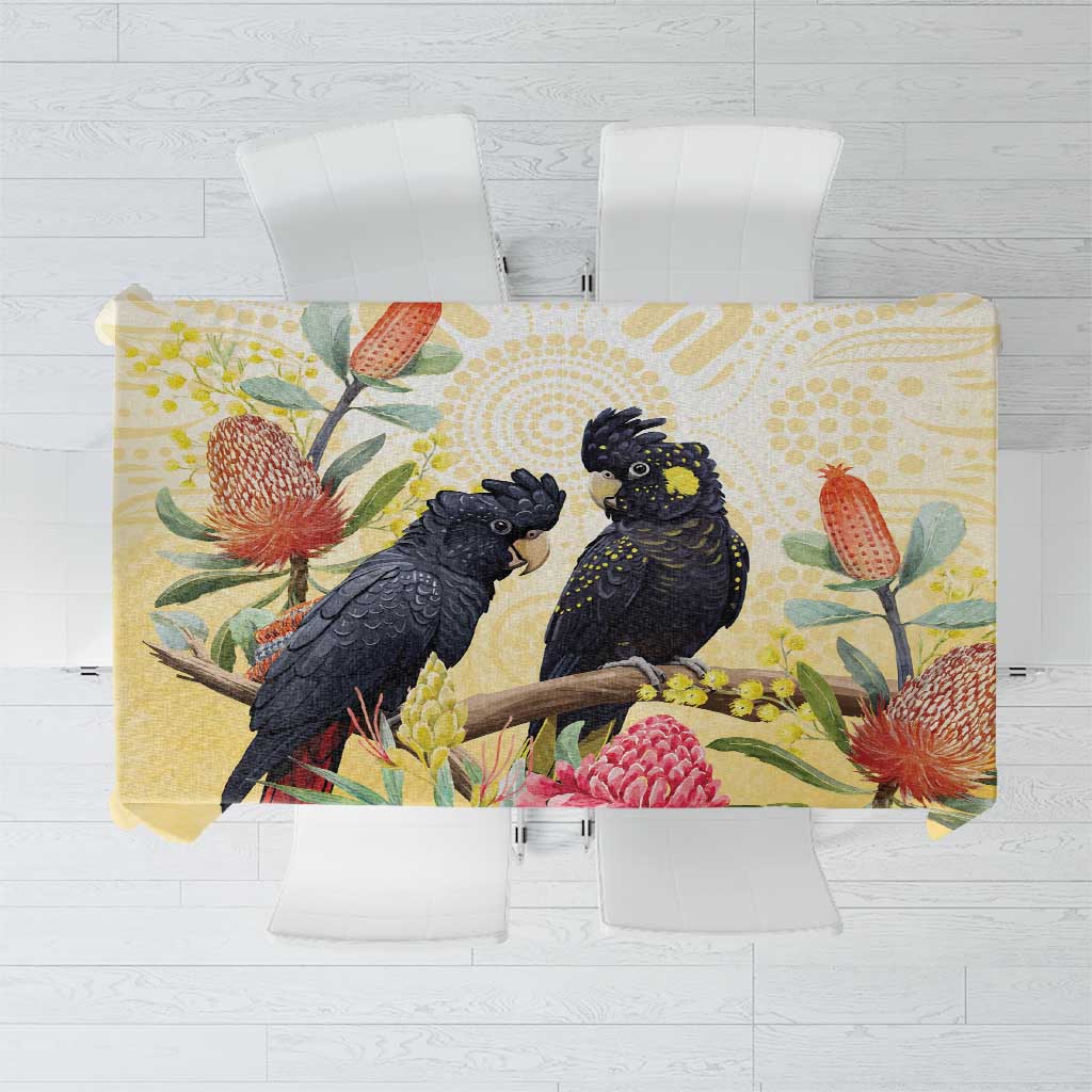 Black Cockatoo Banksia Australia Tablecloth Aboriginal Art