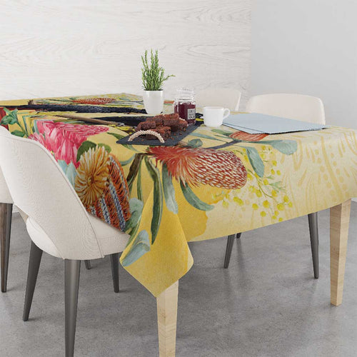 Black Cockatoo Banksia Australia Tablecloth Aboriginal Art