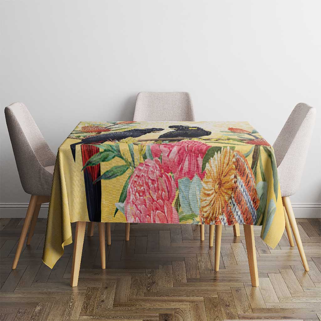 Black Cockatoo Banksia Australia Tablecloth Aboriginal Art