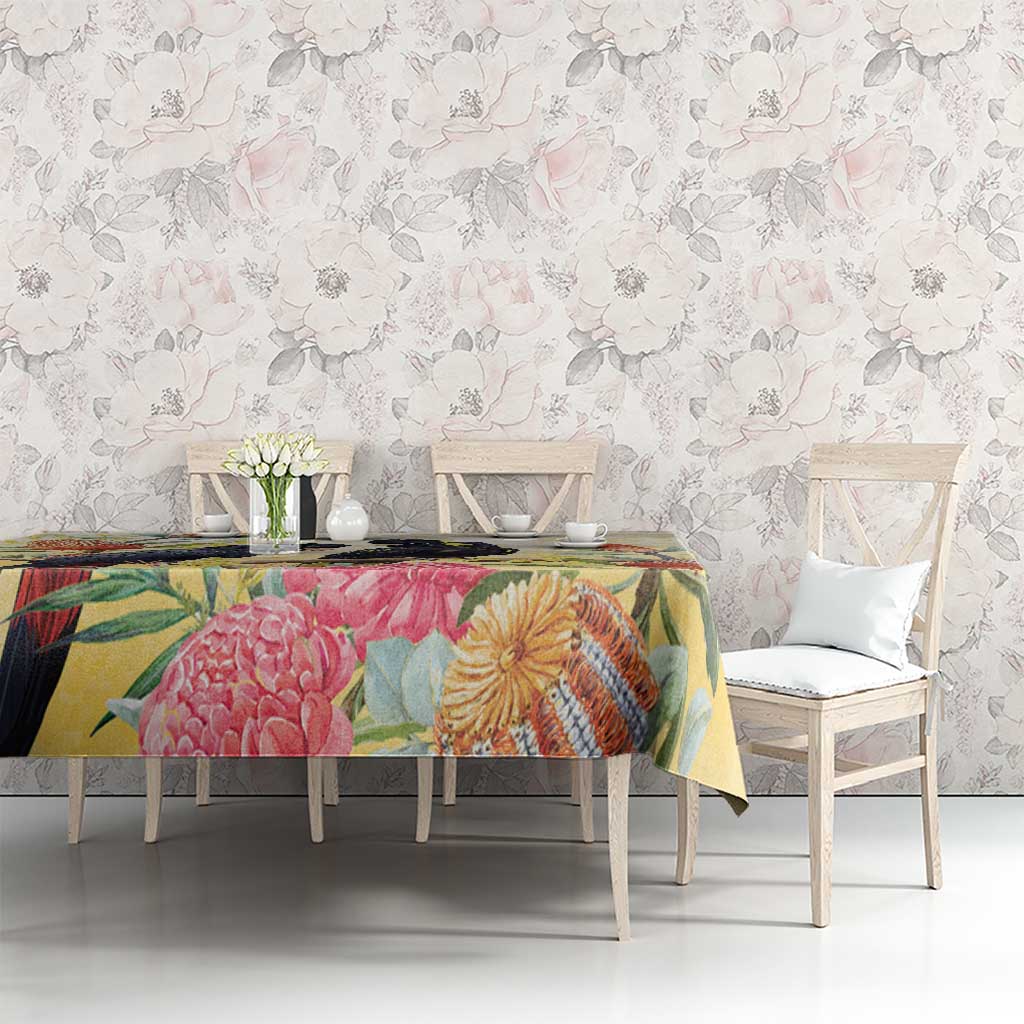Black Cockatoo Banksia Australia Tablecloth Aboriginal Art