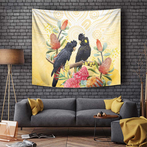 Black Cockatoo Banksia Australia Tapestry Aboriginal Art